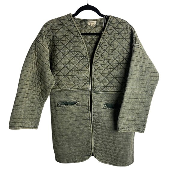 World Market Jackets & Blazers - World Market Size S Quilted Open Front Jacket Moss Green Layering Chunky Cotton